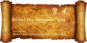 Nikolits Annamária névjegykártya